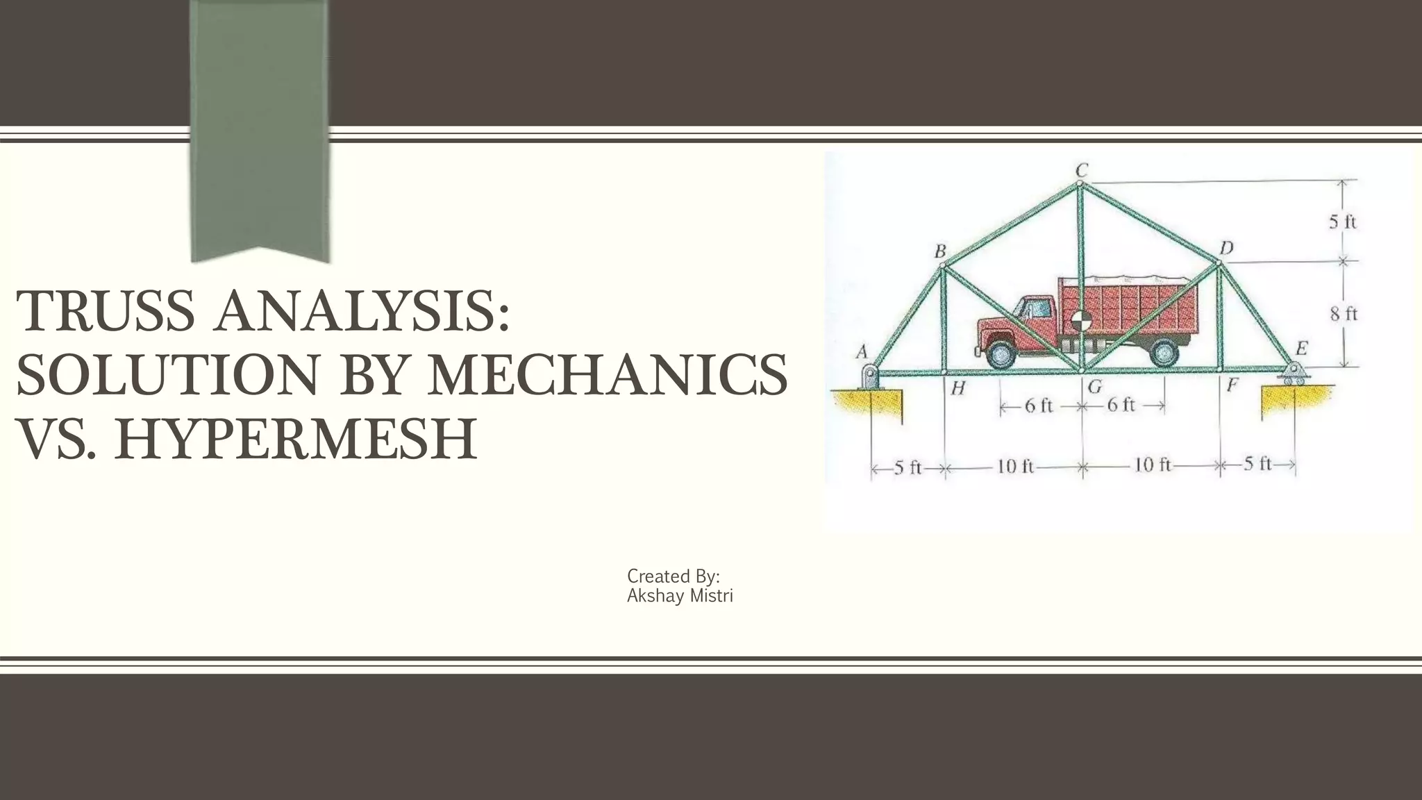 Truss Analysis (Mechanics vs. Hypermesh) | PPTX