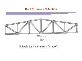 Roof Trusses - Selection Suitable for flat or nearly flat roofs 