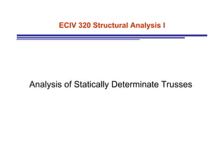 ECIV 320 Structural Analysis I Analysis of Statically Determinate Trusses 