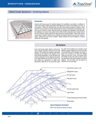 Note: Truss bracing not shown for clarity.
1 2 3 4 5 6 7 8
3.17
S P E C I F Y I N G / D E S I G N I N G
Roof Truss Systems...