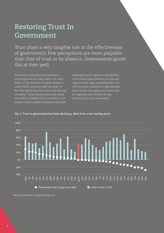 Trust plays a very tangible role in the effectiveness
of government. Few perceptions are more palpable
than that of trust ...