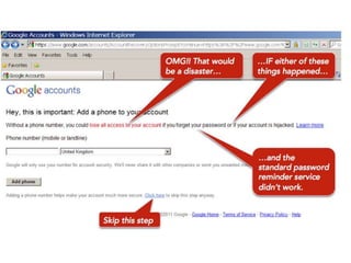 Common touch points
• Within the user centered design framework
Analysis Design Implementation
Evaluation
Contextual inquiry
Ethnographic research
Competitive research
Interviews
Personas and scenarios
Information architecture
Prototyping
Standard & guidelines
Mental mapping
Design frameworks
Storyboards
Cognitive walkthrough
Usability testing
Wizard of OZ
Thinkaloud protocol
 