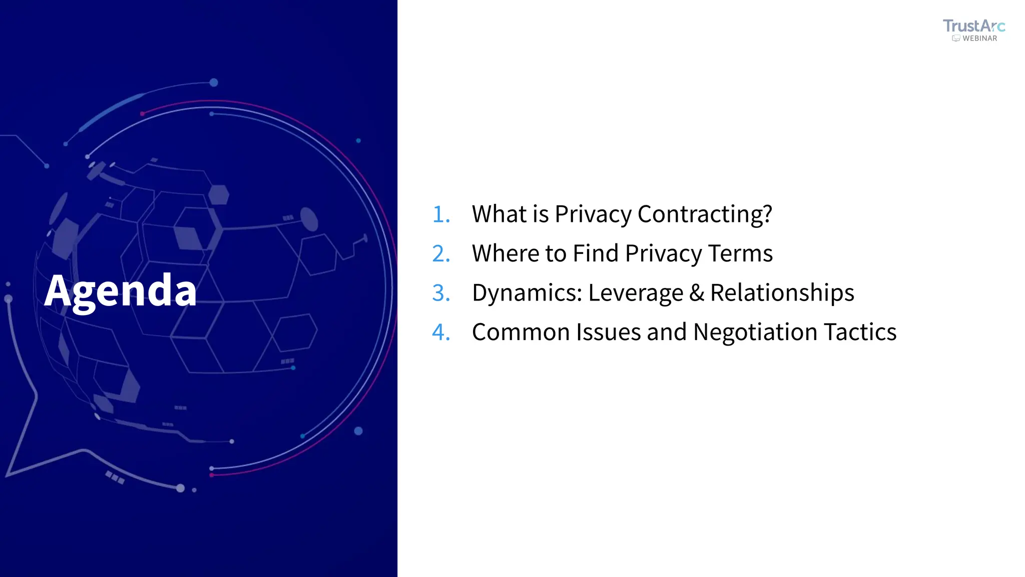 Agenda
1. What is Privacy Contracting?
2. Where to Find Privacy Terms
3. Dynamics: Leverage & Relationships
4. Common Issues and Negotiation Tactics
 