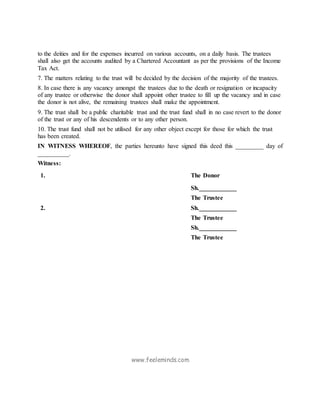 Object Deed Trust deed for establishment of a temple | DOC