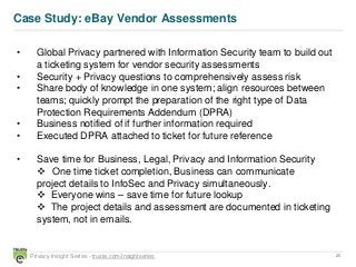 25
vPrivacy Insight Series - truste.com/insightseries
Case Study: eBay Vendor Assessments
• Global Privacy partnered with ...