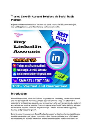 Trusted for Buying LinkedIn Accounts Solutions via Social Tradia ...