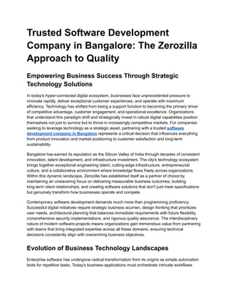 Trusted Software Development Company in Bangalore_ The Zerozilla ...