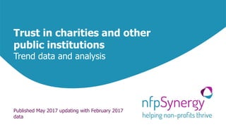 Trust in charities and other
public institutions
Trend data and analysis
Published May 2017 updating with February 2017
data
 