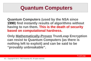 42 | Copyright © 2013, TWD Industries AG. All rights reserved. 
TrustLeap 
IV. Adoption 
 