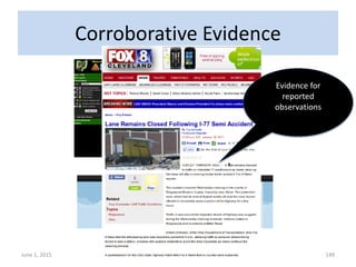 Corroborative Evidence
June 1, 2015 Trust Management: T. K. Prasad 149
Evidence for
reported
observations
 