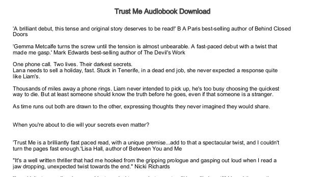 Trust Me Audiobook Download Audiobook Free