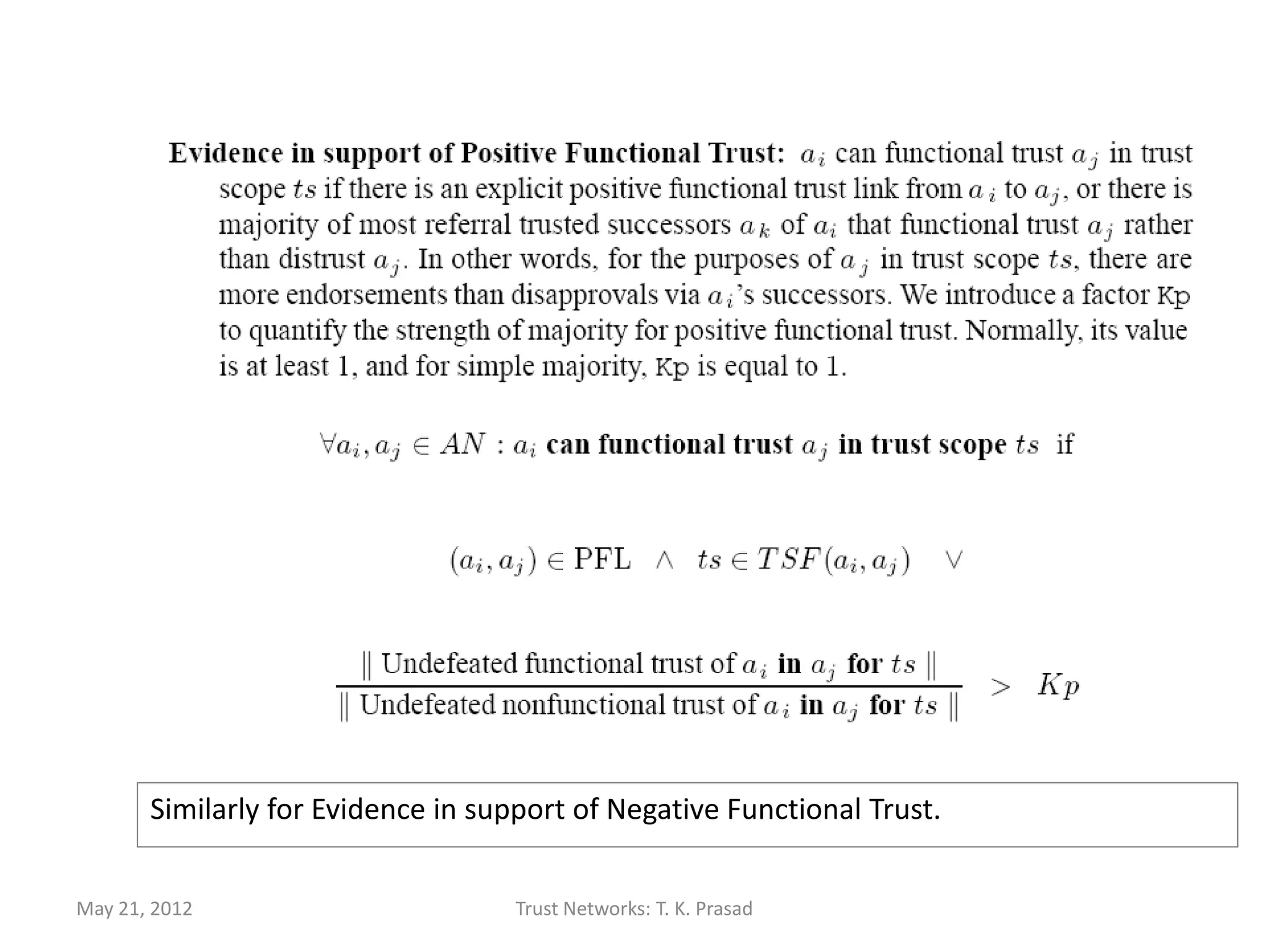 May 21, 2012   Trust Networks: T. K. Prasad   152
 