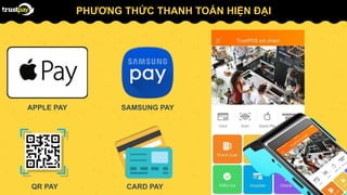 PHƯƠNG THỨC THANH TOÁN HIỆN ĐẠI
APPLE PAY SAMSUNG PAY
QR PAY CARD PAY
 