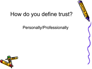 How do you define trust?   Personally/Professionally 