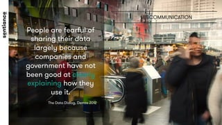 MISCOMMUNICATION
People are fearful of
sharing their data
largely because
companies and
government have not
been good at c...