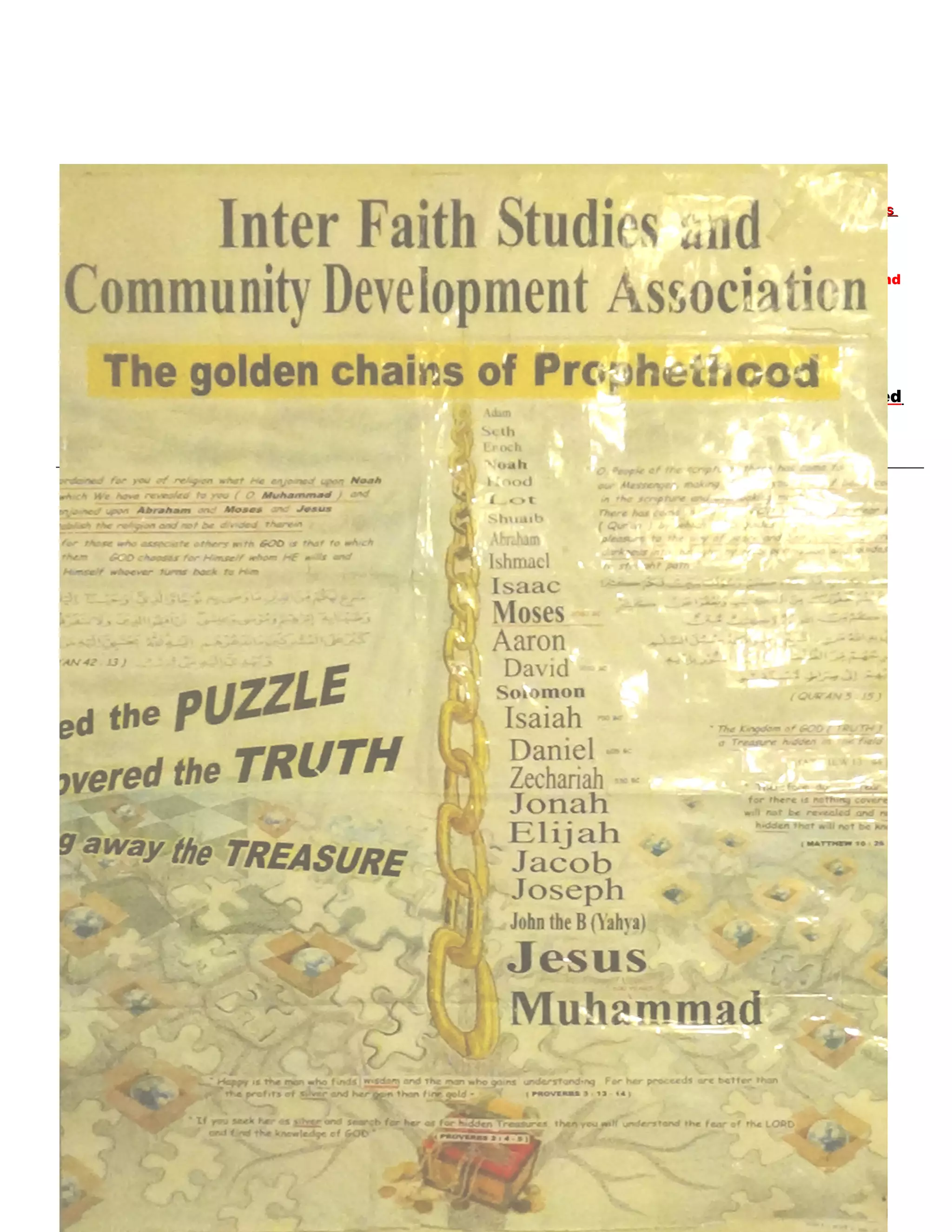 JESUS CHRIST said ;JESUS CHRIST said ;
" The Kingdom of Heaven Is like" The Kingdom of Heaven Is like TREASURETREASURE hiddenhidden In the field, which a man found and for joy over It,In the field, which a man found and for joy over It, he goes and sellshe goes and sells
all that he has andall that he has and buy thatbuy that ( Treasure )( Treasure ) ""
(( MATTHEW 13 : 44MATTHEW 13 : 44 ))
JESUS CHRIST said ;
“ Do not lay up for yourself treasure on earth, where moth and rust destroy and where thieves break in and
steal . But lay up for your treasure in Heaven ” ( MATTHEW 6:19 )
King Solomon said ; “ Happy is the men who finds wisdom and understanding, for her proceeds are better than the
profit of silver and her gain than fine gold ” ( PROVERB 3 : 13-14 )
GOD said ; “ My people are destroyed for lack of knowledge, because you have rejected
knowledge because you forgotten the LAW OF YOUR GOD ”
( HOSEA 4:6 )
Interfaith Studies & Community Development Association Cal ;Interfaith Studies & Community Development Association Cal ; 267 632 6798267 632 6798 // 267 770 6360267 770 6360
P.O.BOX 6733 Philadelphia , PA 19132P.O.BOX 6733 Philadelphia , PA 19132 USA . E-mail ; h_kusrianto@yahoo.comUSA . E-mail ; h_kusrianto@yahoo.com
www.youtube.com / heri kusrianto, channelwww.youtube.com / heri kusrianto, channel
www.ifs-cda.webs.com www.muslimlovejesus.webs.com www.blogtalkradio.com/Muslims love Jesus
259
 