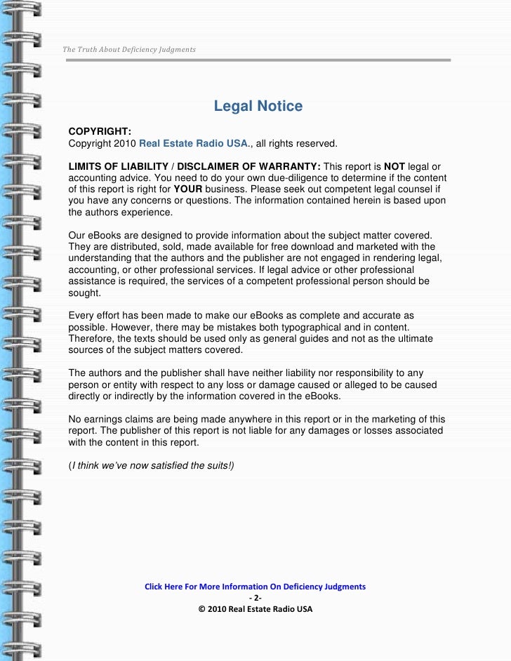 The Truth About Deficiency Judgments