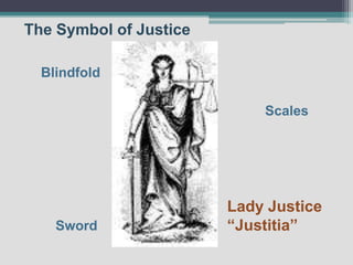 The Symbol of Justice

  Blindfold

                            Scales




                        Lady Justice
    Sword               “Justitia”
 