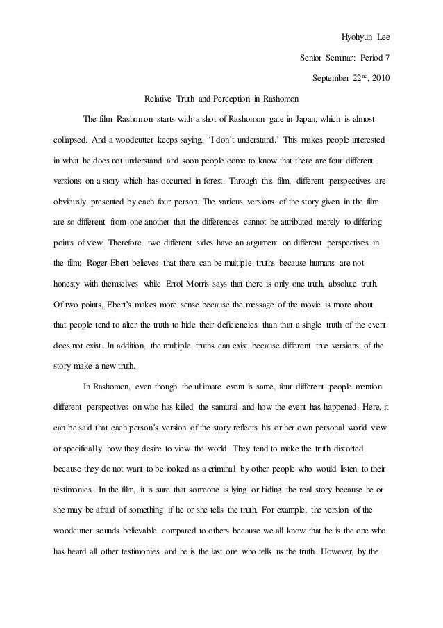 An outline comparing in a grove with rashomon image