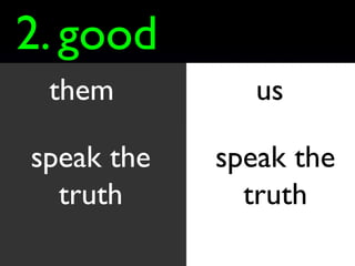us speak the truth good 2. them speak the truth