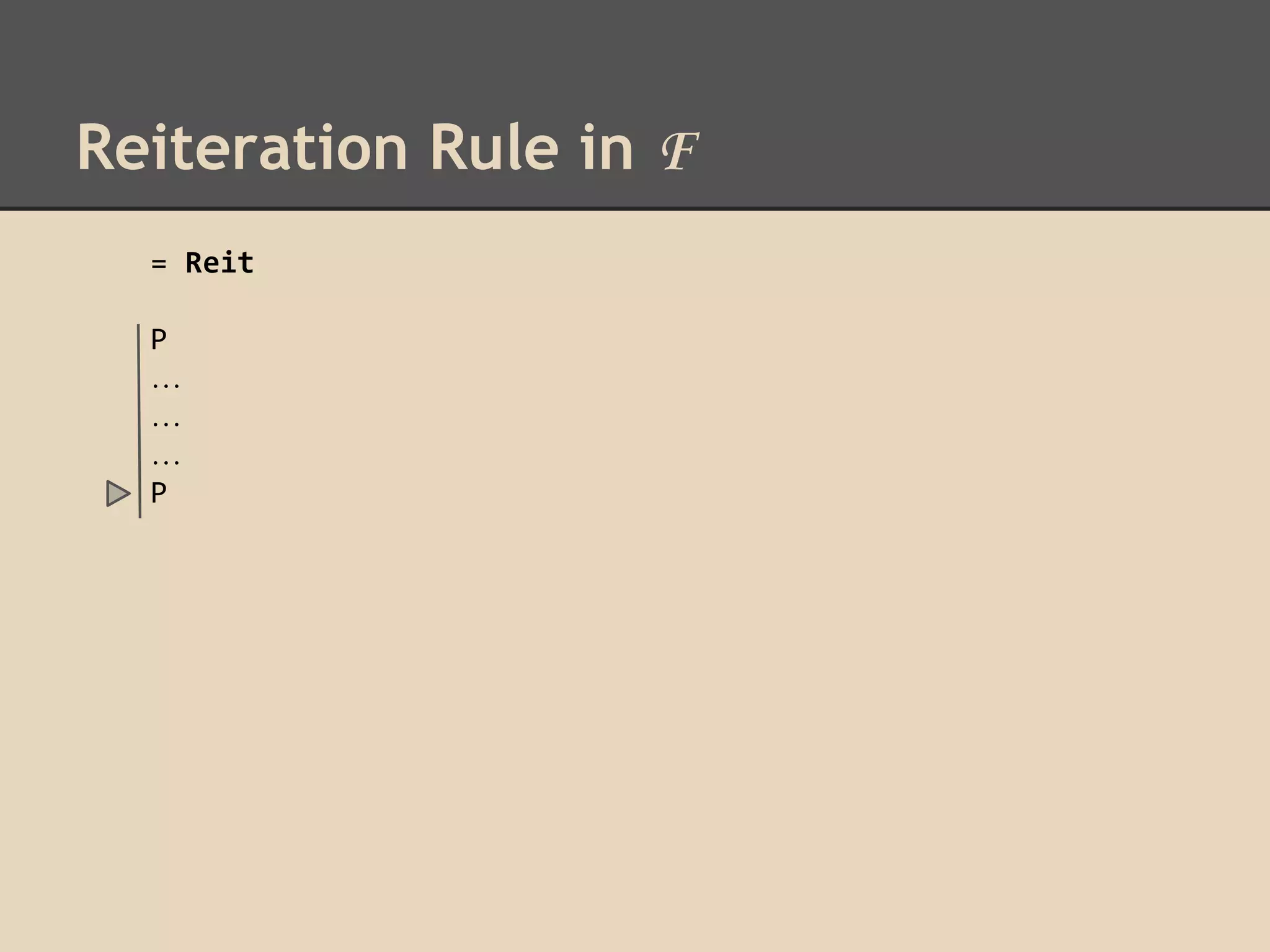 Reiteration Rule in F
= Reit
P
…
…
…
P

 