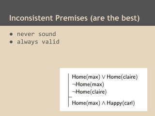 Inconsistent Premises (are the best)
● never sound
● always valid

 