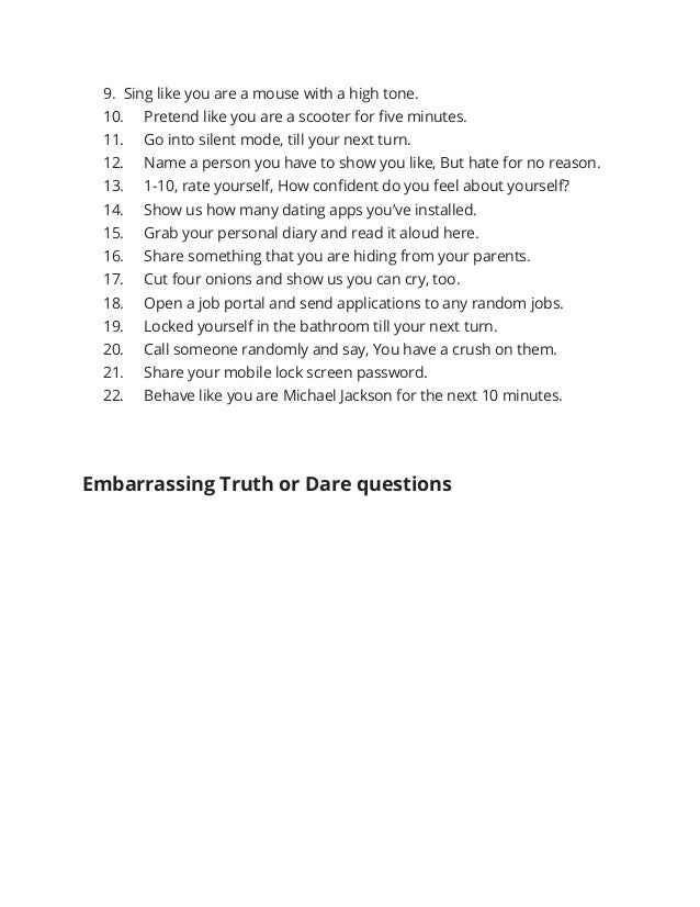 Truth Or Dare Questions To Ask A Guy Or A Girl Truth Or Dare Questions To Ask A Guy Or A Girl