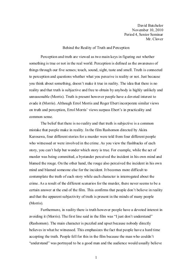 Perception of reality essay