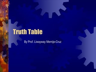 Truth Table
By Prof. Liwayway Memije-Cruz
 