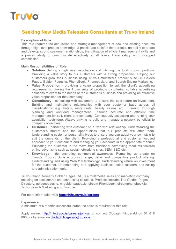 telesales cover letter