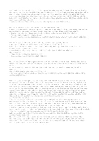 trai nghiÌƒ:"Ã´Ìƒn rÃ´Ìƒi!". TiÃªÌƒp tuÌ£c cho tay du liÌ£ch lÃªn saÌƒt ÄƒuÌƒi
cÃ´ gaÌƒi vaÌƒ tiÃªÌƒn ÄƒÃªÌƒn "BÆ¡Ìƒ hÃ´Ìƒ". ViÌƒ tiÌƒnh traÌ£ng phim hay nÃªn
phaÌƒi chÆ¡Ìƒ cuÃ´Ì£n phim thÆ°Ìƒ hai tÆ¡Ìƒi, phoÌƒng chiÃªÌƒu phim bÃ´Ìƒng
vuÌ£t saÌƒng ÄƒeÌƒn. ChaÌƒng trai vÃ´Ì£i vaÌƒng ruÌ£t tay vÃªÌƒ khÃ´ng vÆ¡Ì£
biÃªÌƒt? vaÌƒ ÄƒÆ°a tay lÃªn vuÃ´Ìƒt rÃ¢u theo phaÌƒn xaÌ£. BÃ´Ìƒng chiÌ£ vÆ¡Ì£
quay sang sÆ°Ìƒng sÃ´Ìƒt:
- Anh laÌƒm sao thÃªÌƒ? Sao laÌ£i chaÌƒy maÌƒu cam thÃªÌƒ kia.
MÃ´Ì£t Ã´ng giaÌƒ Äƒi vaÌƒo cÆ°Ìƒa haÌƒng nhuÃ´Ì£m:
- NhÆ¡Ìƒ Ã´ng nhuÃ´Ì£m giuÌƒp tÃ´i, nhÆ°ng Ã´ng nhÆ¡Ìƒ ÄƒÆ°Ìƒng nhuÃ´Ì£m caÌƒc
maÌƒu ÄƒoÌƒ, da cam, vaÌƒng, xanh, chaÌƒm, tiÌƒm, Äƒen trÄƒÌƒng nheÌƒ.
- ÄƒÆ°Æ¡Ì£c rÃ´Ìƒi. Ãƒng cÆ°Ìƒ vÃªÌƒ Äƒi, tuÃ¢Ìƒn sau ÄƒÃªÌƒn lÃ¢Ìƒy.
- VaÌƒo thÆ°Ìƒ mÃ¢Ìƒy thÆ°a Ã´ng?
- NgaÌƒy naÌƒo cuÌƒng ÄƒÆ°Æ¡Ì£c, trÆ°Ìƒ thÆ°Ìƒ 2,3,4,5,6,7 vaÌƒ chuÌƒ nhÃ¢Ì£t.
Con biÌ£ ÄƒiÃªÌƒm 2 mÃ´n toaÌƒn. BÃ´Ìƒ tÆ°Ìƒc lÄƒÌƒm, hoÌƒi:
- MaÌƒy laÌƒm baÌƒi nhÆ° thÃªÌƒ naÌƒo maÌƒ laÌ£i biÌ£ 2?
- CÃ´ giaÌƒo hoÌƒi con: 2 cÃ´Ì£ng 3 bÄƒÌƒng mÃ¢Ìƒy, con traÌƒ lÆ¡Ìƒi: 5.
- ThÃªÌƒ thiÌƒ coÌƒ giÌƒ sai?
- Sau ÄƒoÌƒ, cÃ´ laÌ£i hoÌƒi: ThÃªÌƒ 3 cÃ´Ì£ng 2 bÄƒÌƒng mÃ¢Ìƒy?
BÃ´Ìƒ quaÌƒt:
- ThÃªÌƒ thiÌƒ khaÌƒc Äƒâƒƒ giÌƒ?
- Con cuÌƒng traÌƒ lÆ¡Ìƒi nhÆ° thÃªÌƒ.
MÃ´Ì£t nhaÌƒ baÌƒo MyÌƒ phoÌƒng vÃ¢Ìƒn mÃ´Ì£t nhaÌƒ vÄƒn Anh. Trong khi noÌƒi
chuyÃªÌ£n anh,chaÌƒng gaÌƒc chÃ¢n lÃªn baÌƒn vaÌƒ coÌƒn toÌƒ veÌƒ liÌ£ch sÆ°Ì£
hoÌƒi :
- ThÆ°a ngaÌƒi, ngaÌƒi khÃ´ng khoÌƒ chiÌ£u vÆ¡Ìƒi thoÌƒi quen cuÌƒa tÃ´i
chÆ°Ìƒ ?
NhaÌƒ vÄƒn nheÌ£ nhaÌƒng traÌƒ lÆ¡Ìƒi :
- O, xin cÆ°Ìƒ tÆ°Ì£ nhiÃªn. NgaÌƒi coÌƒ thÃªÌƒ gaÌƒc caÌƒ bÃ´Ìƒn chÃ¢n lÃªn
cuÌƒng ÄƒÆ°Æ¡Ì£c !
NgoaÌƒi ÄƒÆ°Æ¡Ìƒng phÃ´Ìƒ, coÌƒ mÃ´Ì£t anh thanh niÃªn Äƒang laÌƒi xe gÄƒÌƒn
maÌƒy ÄƒÃ´Ì£t nhiÃªn ngÆ°Ìƒng laÌ£i ngay chÃ´Ìƒ caÌƒi truÌ£ ÄƒeÌƒn, ngÆ°Æ¡Ìƒc
lÃªn nhiÌƒn chÄƒm chuÌƒ vaÌƒo chÃ´Ìƒ ÄƒÃ¢Ìƒu truÌ£ . MÃ´Ì£t baÌƒ Äƒang Äƒi xe
ÄƒaÌ£p hiÃªÌƒu kyÌƒ cuÌƒng dÆ°Ìƒng laÌ£i xem, thÃªm hai anh xiÌƒch lÃ´, rÃ´Ìƒi
vaÌƒi chiÃªÌƒc Hon-âƒƒda, mÃ´Ì£t nhoÌƒm hoÌ£c sinh ÄƒaÌ£p xe ÄƒaÌ£p vÆ°Ìƒa tan
trÆ°Æ¡Ìƒng, mÃ¢Ìƒy cÃ´ mÃ¢Ìƒy baÌƒ baÌƒn haÌƒng rong cuÌƒng xuÌƒm laÌ£i ngay
dÆ°Æ¡Ìƒi caÌƒi cÃ´Ì£t ÄƒeÌƒn nhiÌƒn lÃªnâƒ¦ToÌƒan bÃ´Ì£ sÆ°Ì£ viÃªÌ£c trÃªn
diÃªÌƒn ra khÃ´ng quaÌƒ mÃ´Ì£t phuÌƒt vaÌƒ moÌ£i ngÆ°Æ¡Ìƒi ngaÌ£c nhiÃªn viÌƒ
khÃ´ng biÃªÌƒt ÄƒÆ°Æ¡Ì£c chuyÃªÌ£n giÌƒ ÄƒaÌƒ xaÌƒy ra.
Ai cuÌƒng hoÌƒi nhau :
- CaÌƒi giÌƒ ÄƒoÌƒ trÃªn ÄƒoÌƒ vÃ¢Ì£y ? ChuyÃªÌ£n giÌƒ vÃ¢Ì£y haÌƒâƒ¦ ?
NhÆ°ng ngaÌ£c nhiÃªn nhÃ¢Ìƒt laÌ£i laÌƒ caÌƒi anh thanh niÃªn ban ÄƒÃ¢Ìƒu, khi
cuÃ´Ìƒi xuÃ´Ìƒng nhiÌƒn thÃ¢Ìƒy tiÌƒnh huÃ´Ìƒng hiÃªÌ£n taÌ£i, anh chÃ¢Ì£t vÃ
¢Ì£t laÌƒch xe ra khoÌƒi ÄƒaÌƒm ÄƒÃ´ng , ruÌƒa thÃ¢Ìƒm :
- ÄƒÆ°Æ¡Ìƒng saÌƒ daÌ£o nÃ¢Ìƒy ÄƒÃ´ng thiÃªÌ£t,hiÌ£tâƒ¦ mÆ¡Ìƒi ÄƒÃ¢y maÌƒ ÄƒaÌƒ
keÌ£t xe.hiÌ£tâƒ¦ ! ThÃ´i miÌƒnh gheÌƒ tiÃªÌ£m thuÃ´Ìƒc TÃ¢y mua iÌƒt viÃªn thuÃ
´Ìƒc triÌ£ chaÌƒy maÌƒu cam cho caÌƒi lÃ´Ìƒ muÌƒi.hiÌ£t âƒ¦!
Anh ta ra Äƒi maÌƒ boÌƒ laÌ£i phiÌƒa sau mÃ´Ì£t ÄƒaÌƒm ÄƒÃ´ng caÌƒng luÌƒc
caÌƒng tÄƒng ÄƒÃ¢Ìƒn.
MÃ´Ì£t laÌƒt sau, tÃ´i nghe noÌƒi coÌƒ mÃ´Ì£t xe sÆ°Ìƒa chÆ°Ìƒa cuÌƒa Chi
nhaÌƒnh ÄƒiÃªÌ£n nghe quÃ¢Ìƒn chuÌƒng baÌƒo cuÌƒng ÄƒÃªÌƒn,mÃ´Ì£t xe cÆ°Ìƒu
thÆ°Æ¡ng , vaÌƒ coÌƒ caÌƒ mÃ´Ì£t lÆ°Ì£c lÆ°Æ¡Ì£ng caÌƒnh saÌƒt cÆ¡ ÄƒÃ´Ì£ng
tÆ¡Ìƒi ÄƒeÌƒ giaÌƒi toÌƒa ÄƒaÌƒm ÄƒÃ´ng !
 