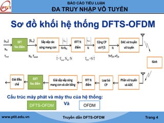 BÁO CÁO TIỂU LUẬN 
ĐA TRUY NHẬP VÔ TUYẾN 
Sơ đồ khối hệ thống DFTS-OFDM 
Cấu trúc máy phát và máy thu của hệ thống: 
DFTS-OFDM Và OFDM 
www.ptit.edu.vn Truyền dẫn DFTS-OFDM Trang 4 
 