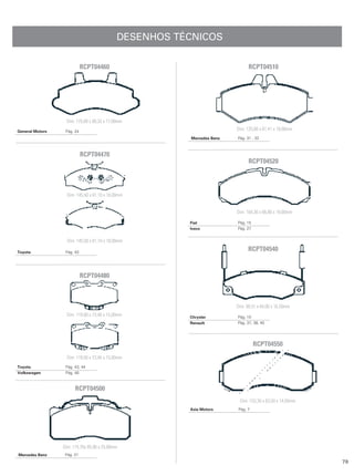 DESENHOS TÉCNICOS

                            RCPT04460                                        RCPT04510




                  Dim: 175,09 x 88,33 x 17,00mm

General Motors    Pág. 24
                                                                       Dim: 125,60 x 61,41 x 18,00mm
                                                       Mercedes Benz   Pág. 31 , 32



                            RCPT04470
                                                                             RCPT04520



                   Dim: 145,50 x 61,10 x 18,00mm


                                                                       Dim: 164,30 x 66,80 x 18,00mm

                                                       Fiat            Pág. 15
                                                       Iveco           Pág. 27


                   Dim: 145,50 x 61,10 x 18,00mm

Toyota            Pág. 43
                                                                             RCPT04540


                            RCPT04480



                                                                       Dim: 99,31 x 64,00 x 16,50mm
                  Dim: 119,00 x 73,40 x 15,00mm        Chrysler        Pág. 10
                                                       Renault         Pág. 37, 38, 40




                                                                                 RCPT04550
                  Dim: 119,00 x 73,40 x 15,00mm
Toyota            Pág. 43, 44
Volkswagen        Pág. 48



                       RCPT04500
                                                                        Dim: 153,30 x 63,50 x 14,50mm
                                                       Asia Motors      Pág. 7




                 Dim: 174,70x 85,96 x 25,80mm
Mercedes Benz     Pág. 31
                                                                                                        79
 