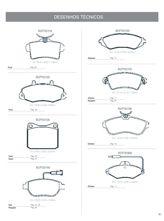 DESENHOS TÉCNICOS

                    RCPT07710                                   RCPT07750




                                                          Dim: 142,50 x 50,96 x 18,00mm

                                                Daewoo    Pág. 12

             Dim: 89,40 x 48,80 x 17,00mm

Ford      Pág. 20
                                                                    RCPT07770

                RCPT07720



                                                            Dim: 131,14 x 52,16 x 17,80mm

                                                Citröen   Pág. 11
                                                Peugeot   Pág. 35

          Dim: 138,80 x 64,00 x 18,50mm
Ford      Pág. 20                                                   RCPT07790


                RCPT07730




                                                            Dim: 128,40 x 55,80 x 19,00mm

                                                Citröen   Pág. 10



          Dim: 90,40 x 73,80 x 18,00mm
                                                                    RCPT07800
Ford      Pág. 19
Iveco     Pág. 27



                RCPT07740



                                                            Dim: 129,70 x 59,80 x 16,80mm
                                                Citröen   Pág. 11




          Dim: 136,80 x 57,90 x 19,00mm

Fiat      Pág. 15, 16
Peugeot   Pág. 35


                                                                                            91
 