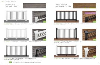 22 23
These all sparkle with
HAVANA GOLD
Meant to be with
ISLAND MIST
C O O R D I N A T E I T Rails: Charcoal Black with Havana Gold cocktail rail | Posts: Charcoal Black
Balusters: Charcoal Black composite
C O O R D I N A T E I T Rails: Classic White with Island Mist cocktail rail | Posts: Classic White
Balusters: Charcoal Black square aluminum
C O N T R A S T I T Rails: Charcoal Black aluminum | Posts: Charcoal Black
Balusters: Charcoal Black square aluminum
C O N T R A S T I T Rails: Classic White | Posts: Classic White | Balusters: Classic White composite
C H A N G E I T U P Rails: Vintage Lantern | Posts: Classic White | Balusters: Charcoal Black round aluminumC H A N G E I T U P Rails: Charcoal Black aluminum | Posts: Charcoal Black aluminum
Balusters: Charcoal Black square aluminum
HG-3
HG-2
HG-1IM-1
IM-2
IM-3
See a look you love? Get a full product list for the look at trex.com/duosIM-1
S T E P 4 C H O O S E Y O U R R A I L I N G
 