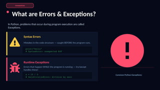 Mastering Python Exception Handling: Try, Except, Finally & More | PPTX