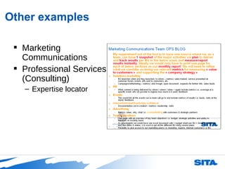 Other examples Marketing Communications Professional Services (Consulting) Expertise locator 