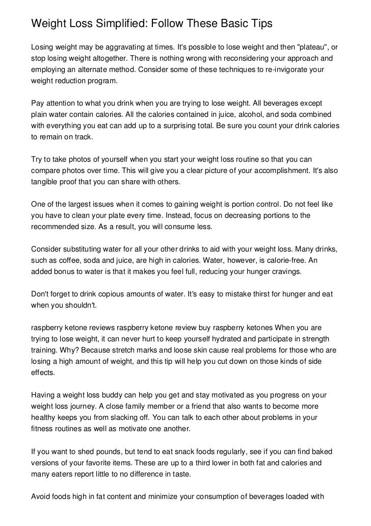 Weight Loss Simplified Follow These Basic Tips