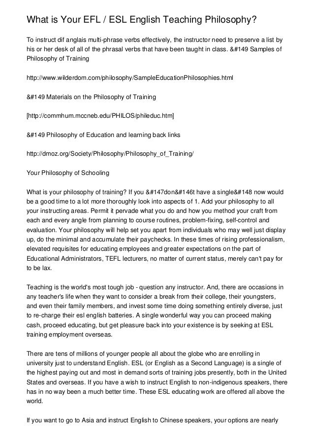 What is Your EFL / ESL English Teaching Philosophy?