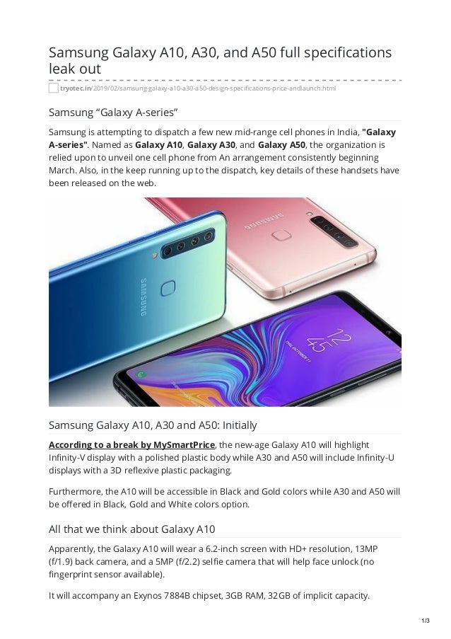 Samsung Galaxy A10 A30 And A50 Full Specifications Leak Out