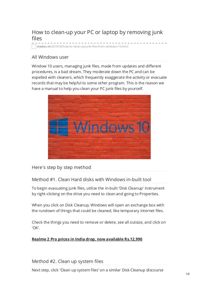 how to clean junk files windows 10