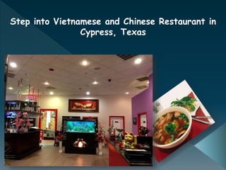 Step into Vietnamese and Chinese Restaurant in
Cypress, Texas
 