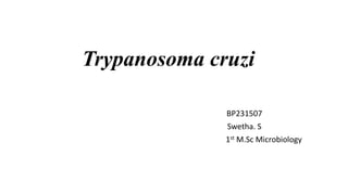 Trypanosoma cruzi
BP231507
Swetha. S
1st M.Sc Microbiology
 