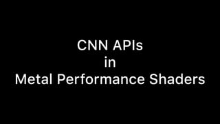 CNN APIs
in
Metal Performance Shaders
 