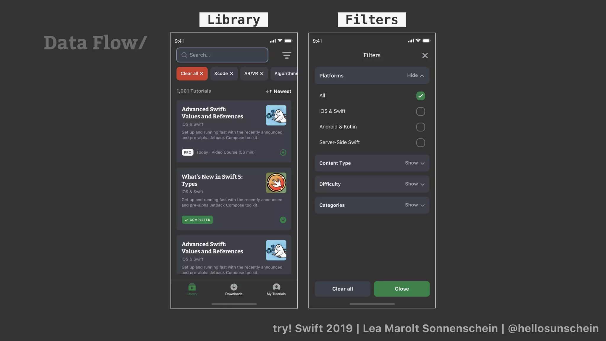 try! Swift 2019 | Lea Marolt Sonnenschein | @hellosunschein
FiltersLibrary
Data Flow/
 