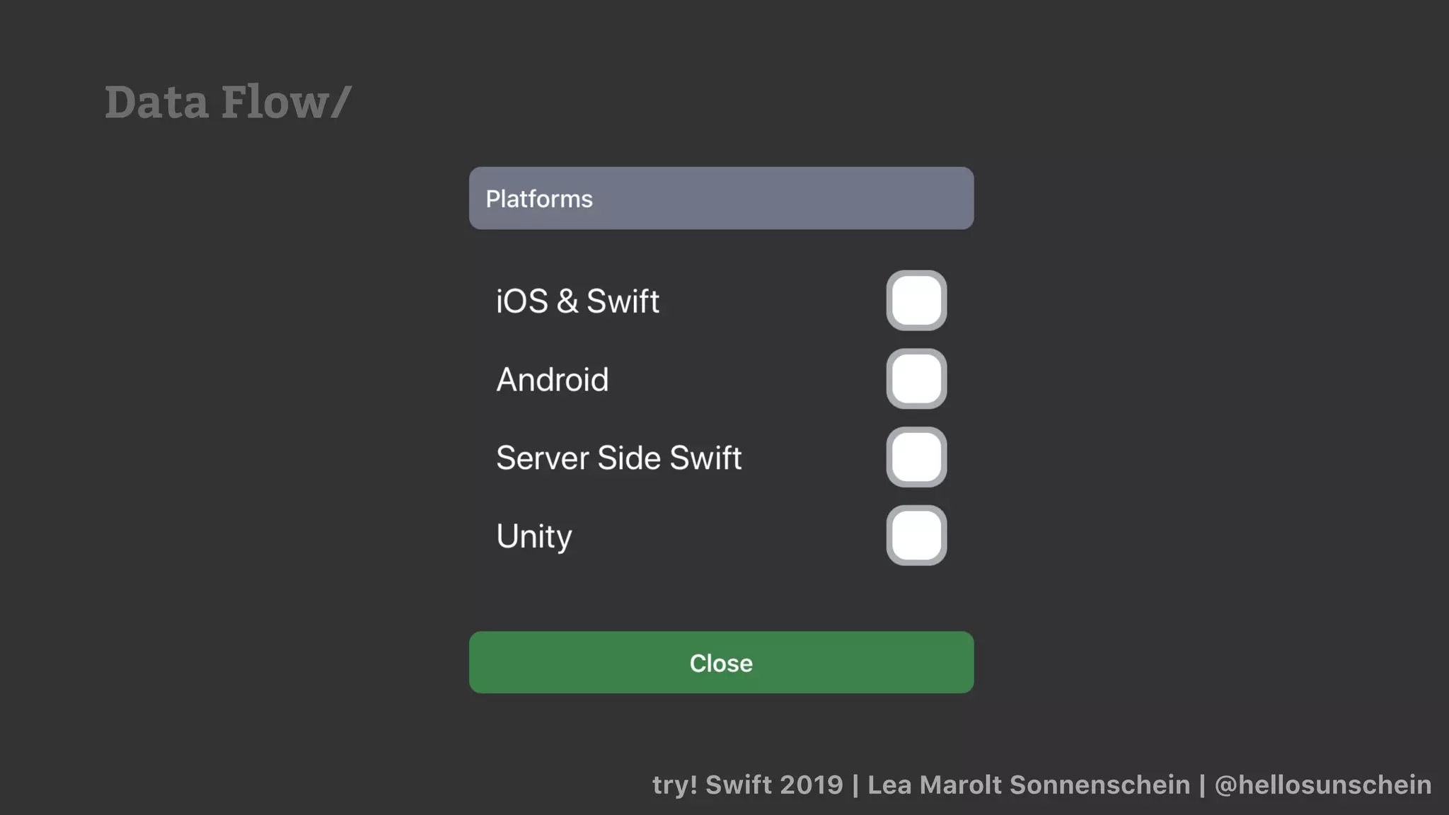 try! Swift 2019 | Lea Marolt Sonnenschein | @hellosunschein
Data Flow/
 