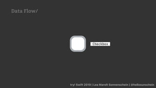 try! Swift 2019 | Lea Marolt Sonnenschein | @hellosunschein
Checkbox
Data Flow/
 