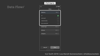 try! Swift 2019 | Lea Marolt Sonnenschein | @hellosunschein
Filters
Data Flow/
 