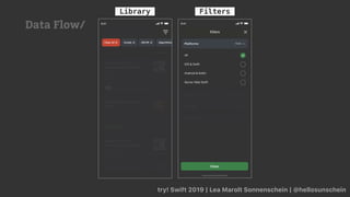 try! Swift 2019 | Lea Marolt Sonnenschein | @hellosunschein
Library Filters
Data Flow/
 