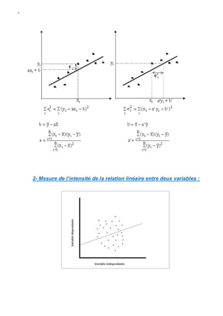W
2- Mesure de l’intensité de la relation linéaire entre deux variables :
 